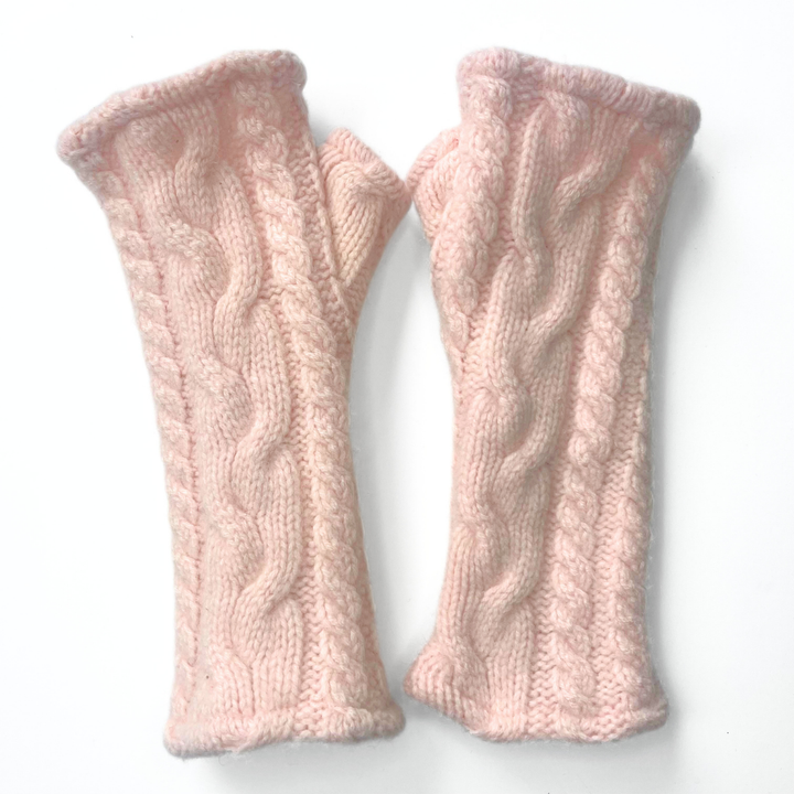 Fingerless Cashmere Gloves "Cable Knit Solids"