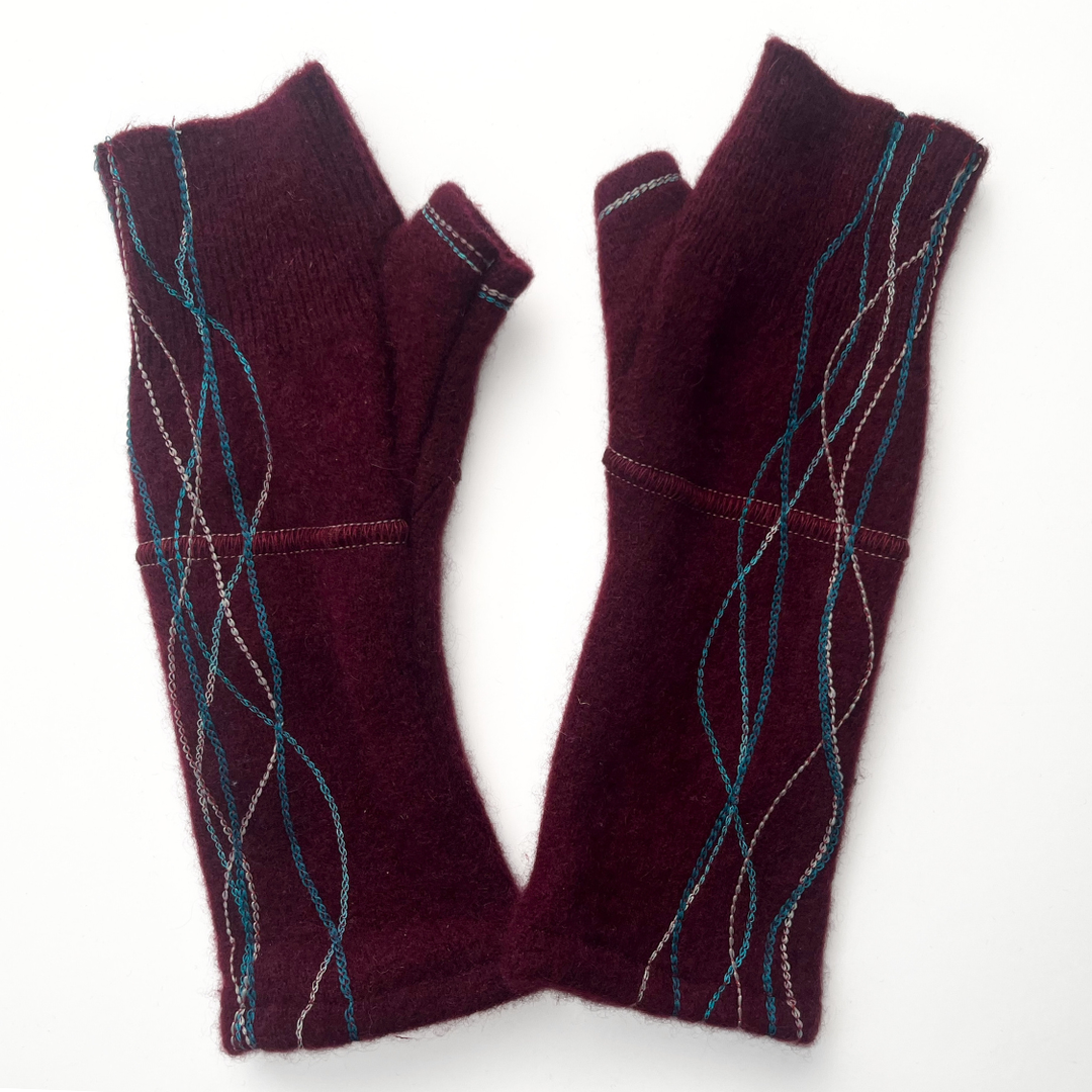 Fingerless Cashmere Gloves "Squiggles"