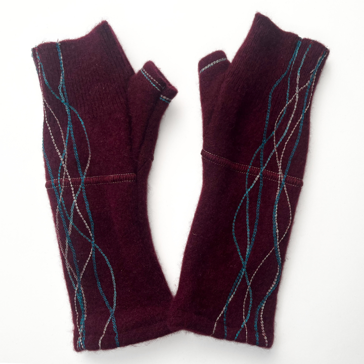 Fingerless Cashmere Gloves "Squiggles"