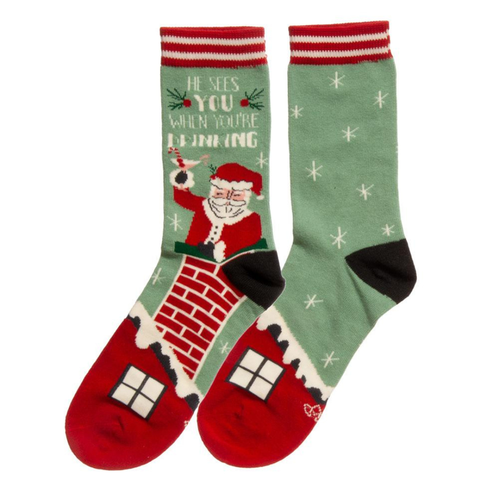 Christmas Socks | Santa Drinking