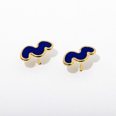 Blue Squiggle Post Earrings