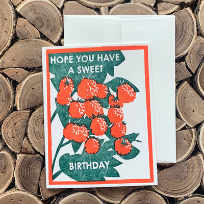 Birthday Card Letterpress "Strawberries"