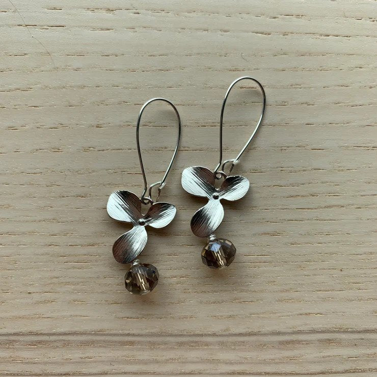 Silver Magnolia Earrings