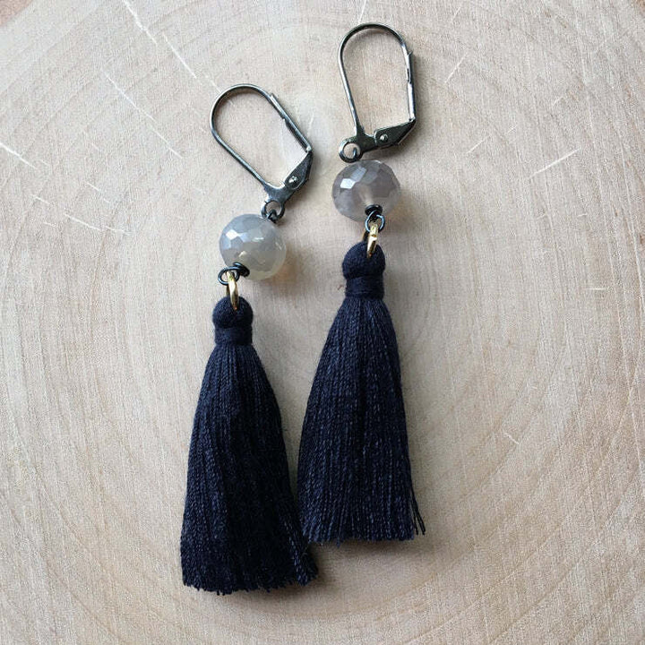 Gunmetal Tassel Earrings | Sale