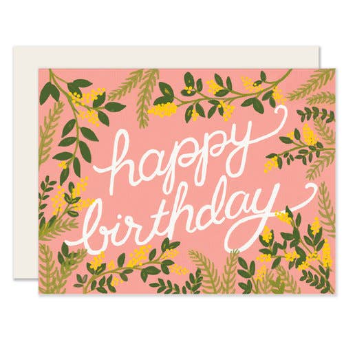 Birthday Card "Pink & Green Vines"