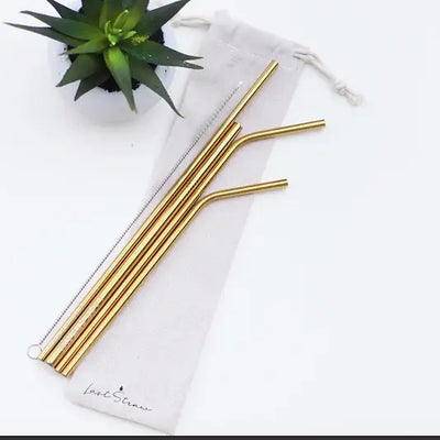 Stainless Steel Straw Set | Gold