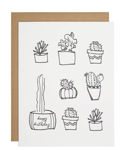Birthday Letterpress Card "Cactus"
