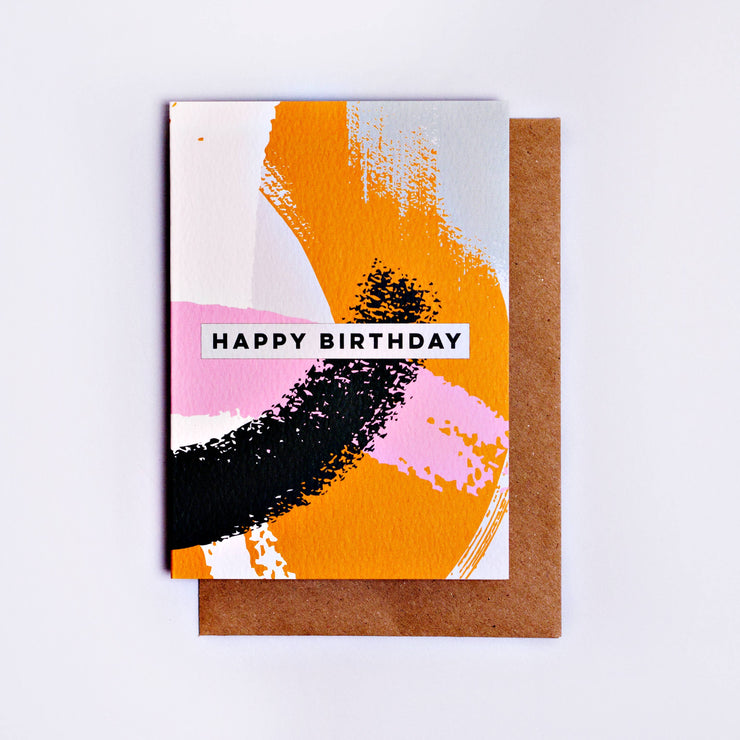Birthday Card "Pink Mustard Swirl"