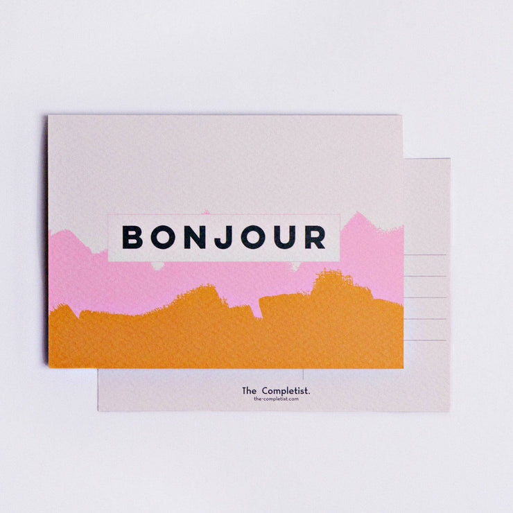 Pink Mustard Bonjour Postcard