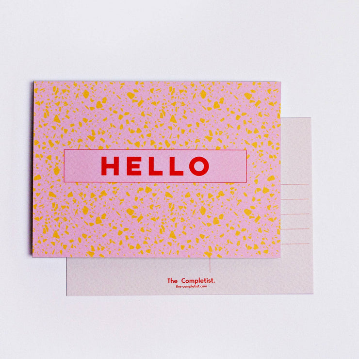 Pink Mustard Hello Postcard