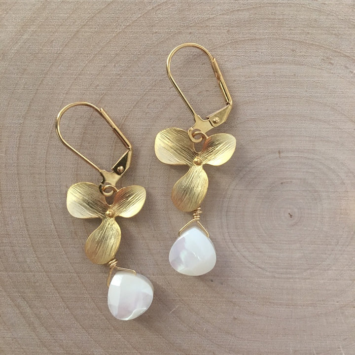 Gold Magnolia Earrings