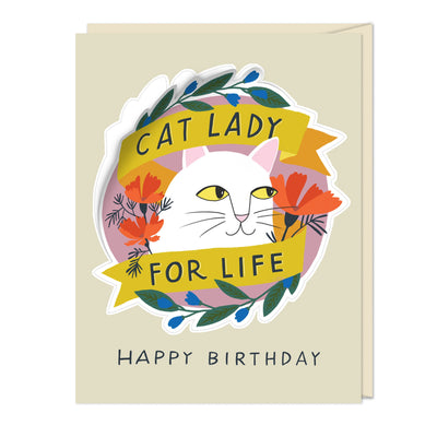 Birthday Card + Sticker "Cat Lady"