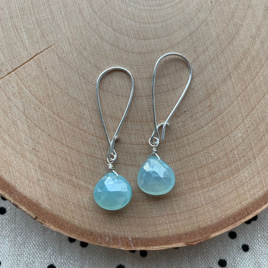 Silver Gemstone Short Earrings