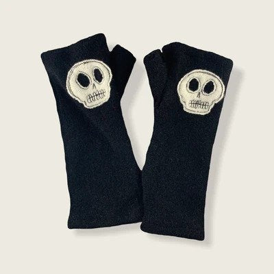 Fingerless Cashmere Gloves "Skull"