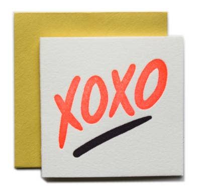 Letterpress Mini Card "xoxo"