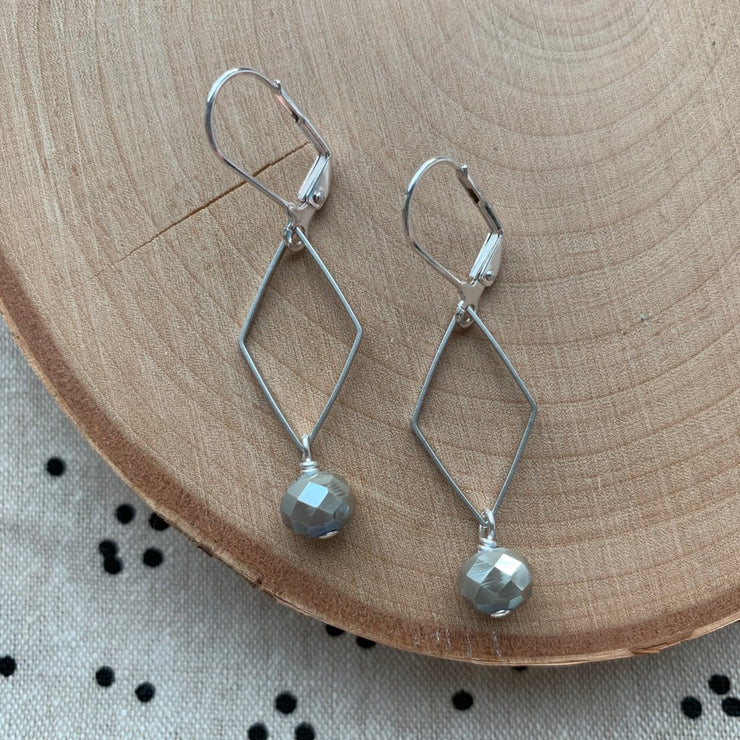 Silver Geo + Gemstone Earrings