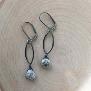 Gunmetal Geo Link + Gemstone Earrings
