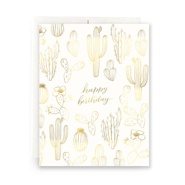 Birthday Card "Gold Cactus"