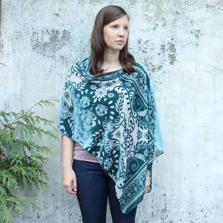 Silk Burnout Velvet Poncho