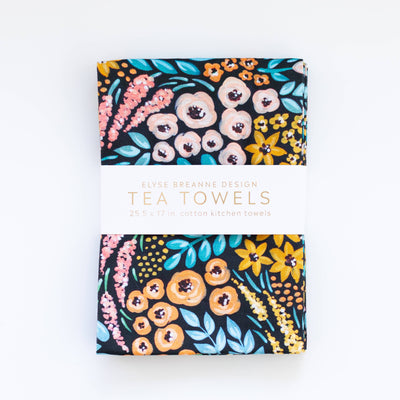 Black Floral Tea Towels | 2 Pack