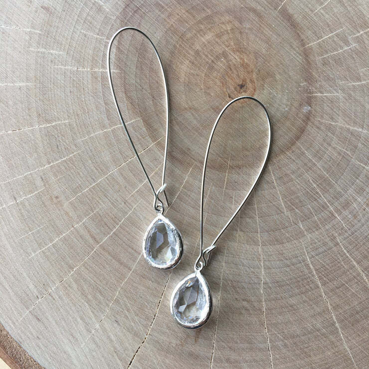 Silver Glass Drop Earrings