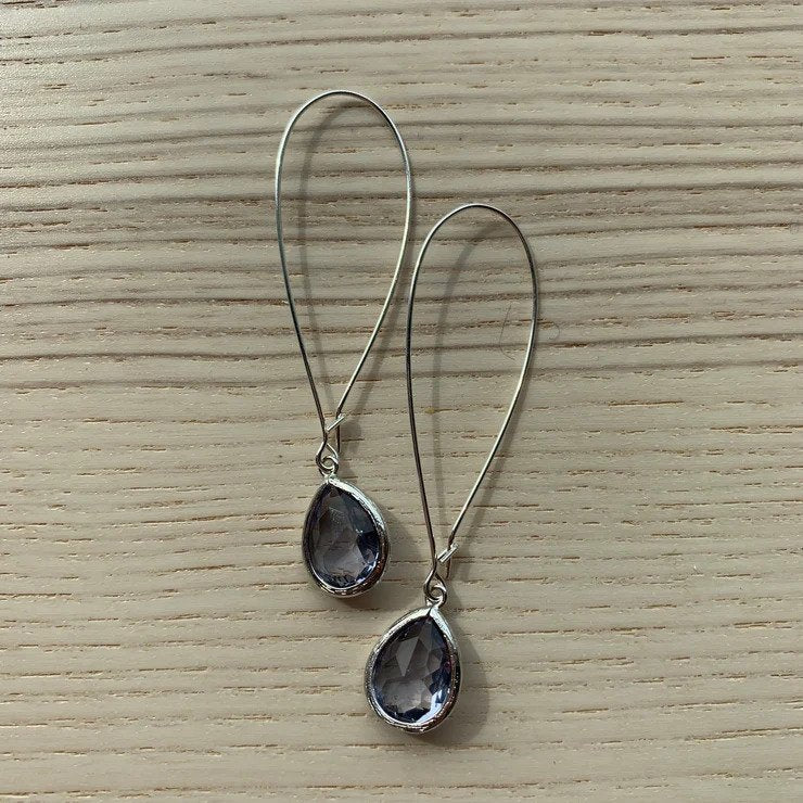 Ella Silver Glass Drop Earrings