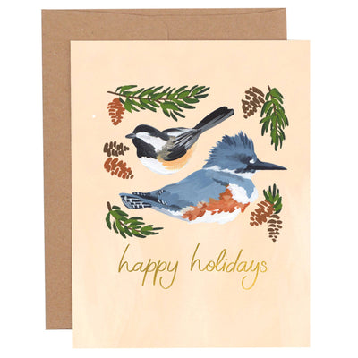 Christmas Card "Happy Holidays Birds"