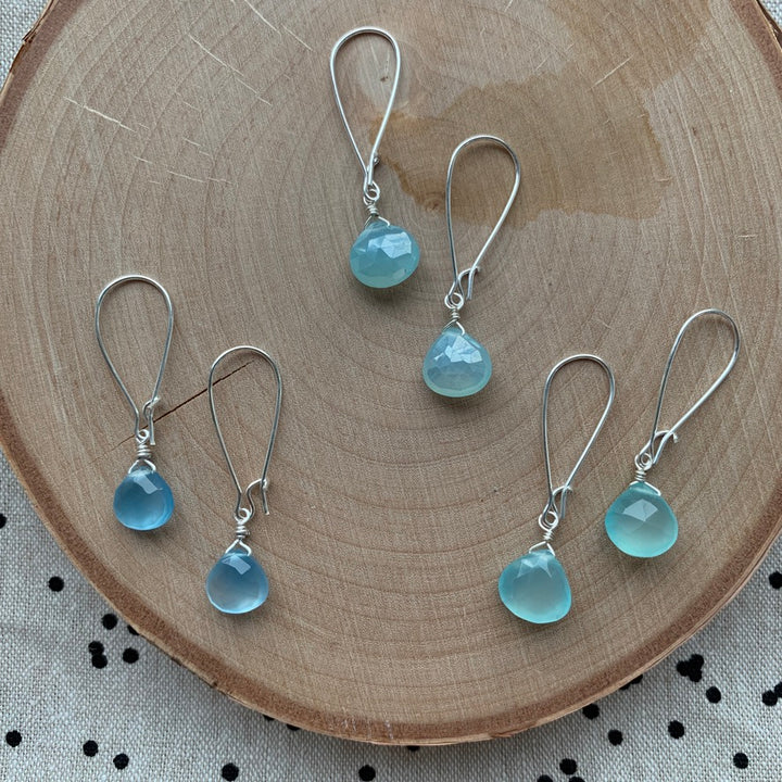 Silver Gemstone Short Earrings