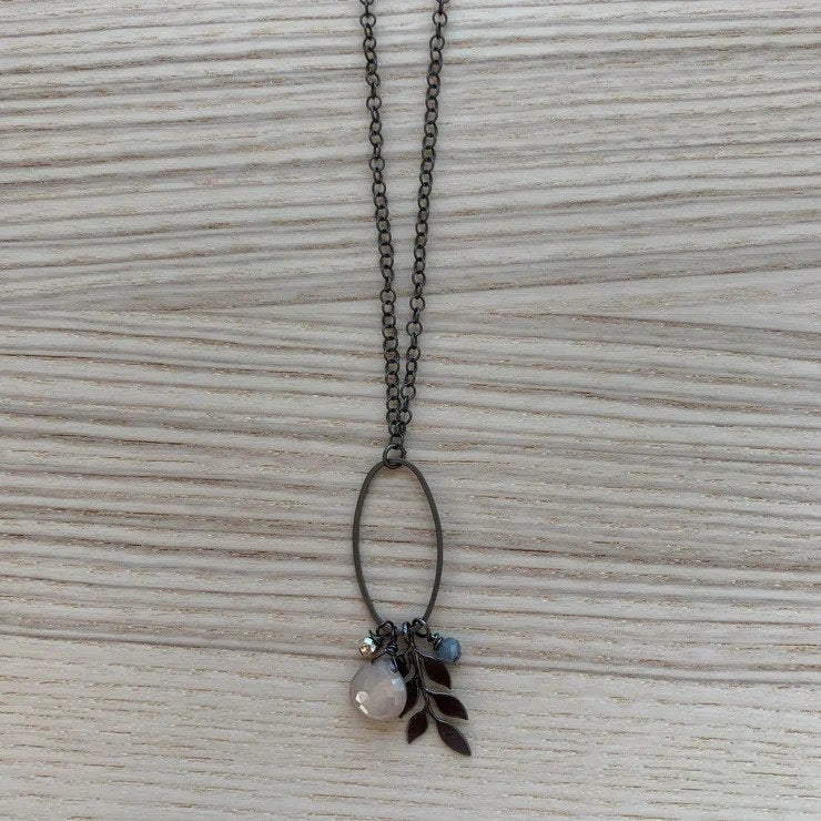 Gunmetal Pendant Long Necklace