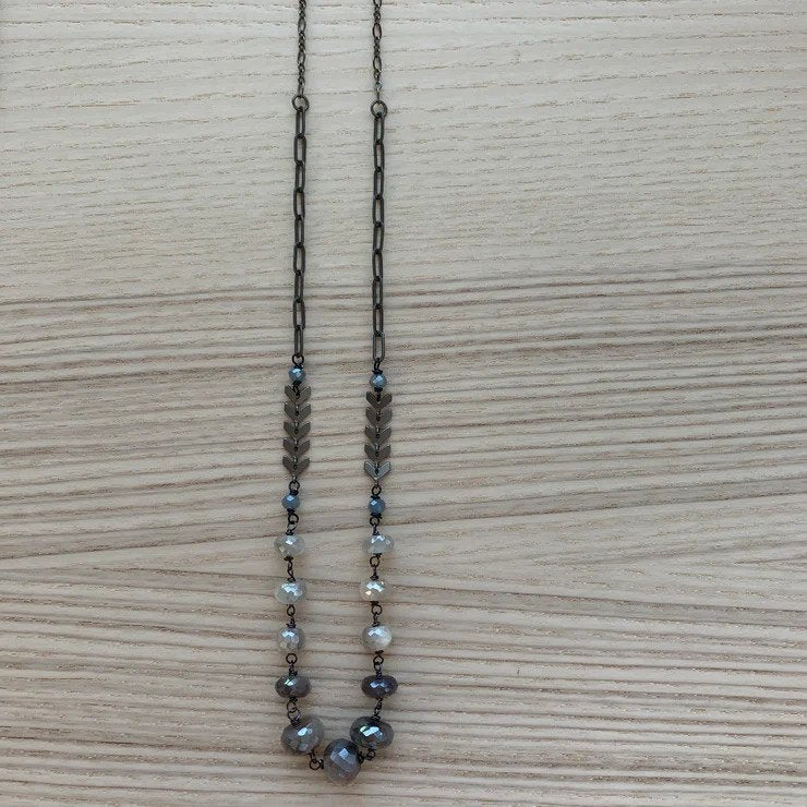 Gunmetal Wire Wrap Long Necklace