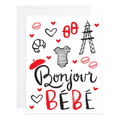 Baby Letterpress Card "Bonjour"