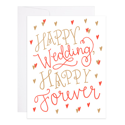 Wedding Card Letterpress "Happy Forever"