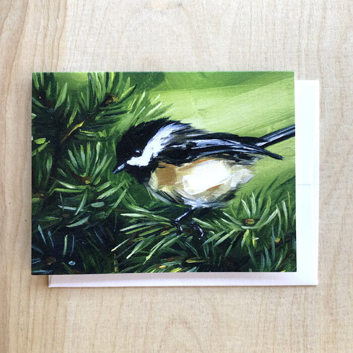 Blank Card "Chickadee In Pine"