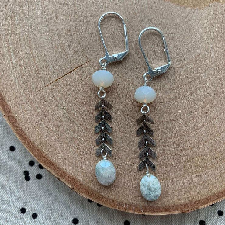 Silver Fishtail + Gemstone Earrings
