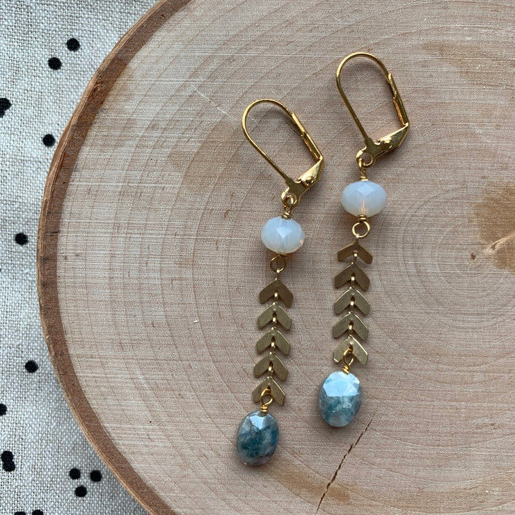 Gold Fishtail + Gemstone Earrings