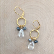 Gold Ring + Gemstone Cluster Earrings
