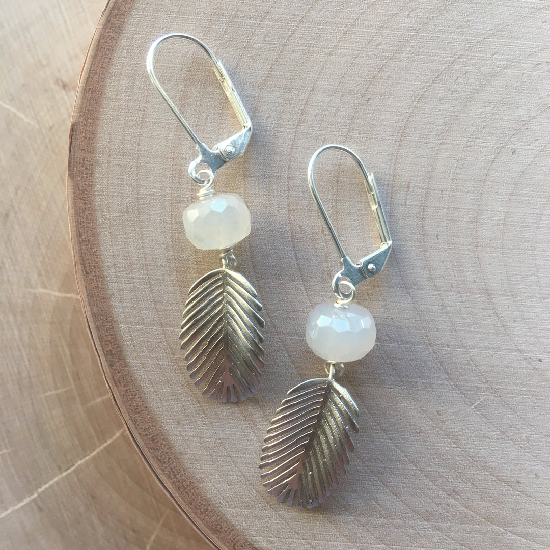 Silver Palm Leaf Earrings