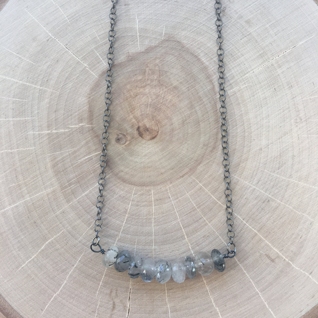 Gunmetal Bar Necklace