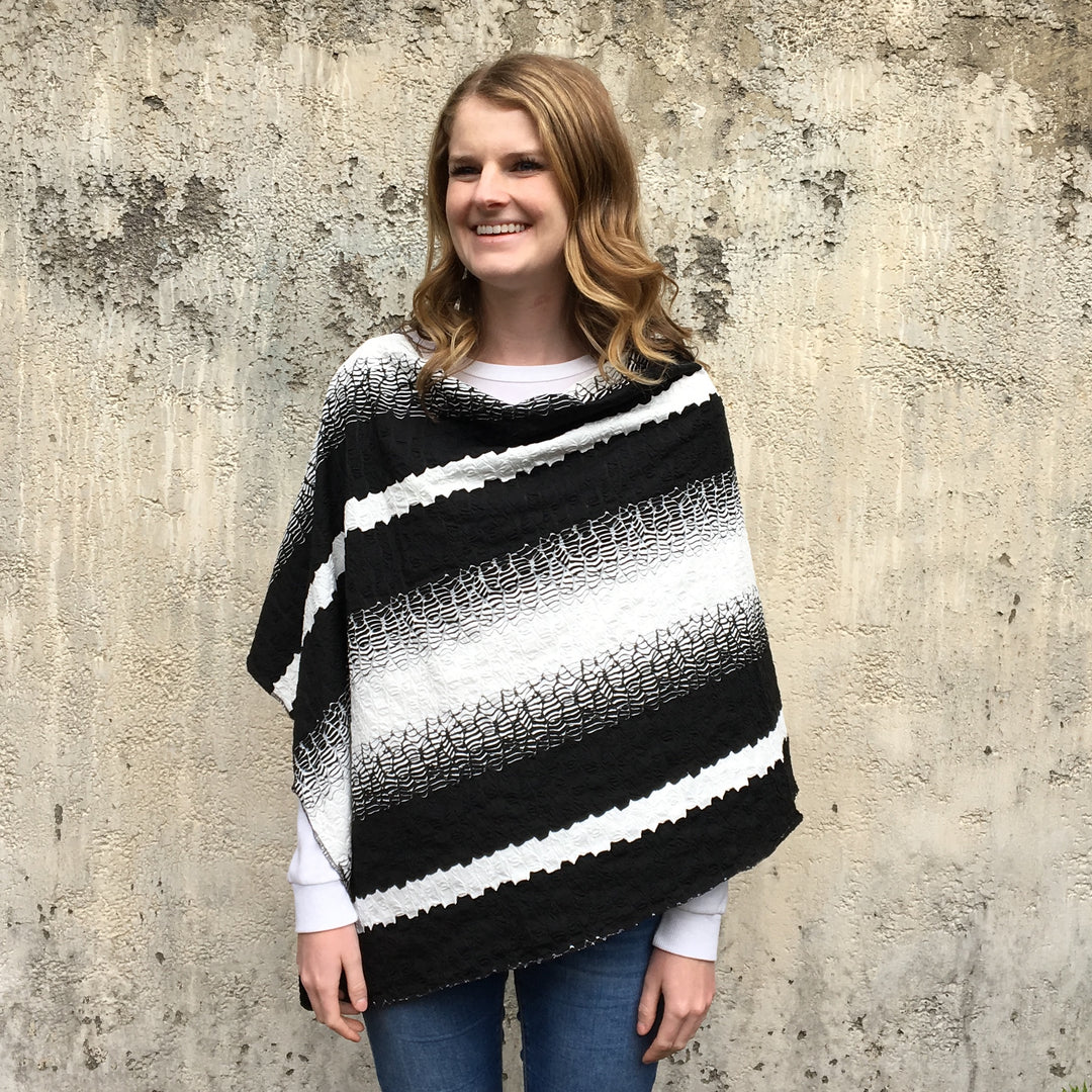 SALE | Black & White Poncho