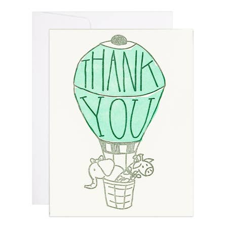 Thank You Card "Hot Air Ballon Animals"