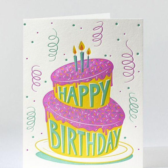 Birthday Card Letterpress "Birthday Cake"
