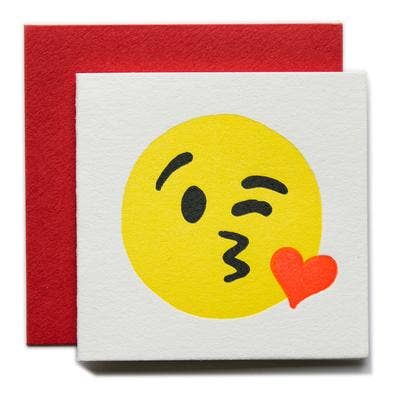Letterpress Mini Card "kiss emoji"