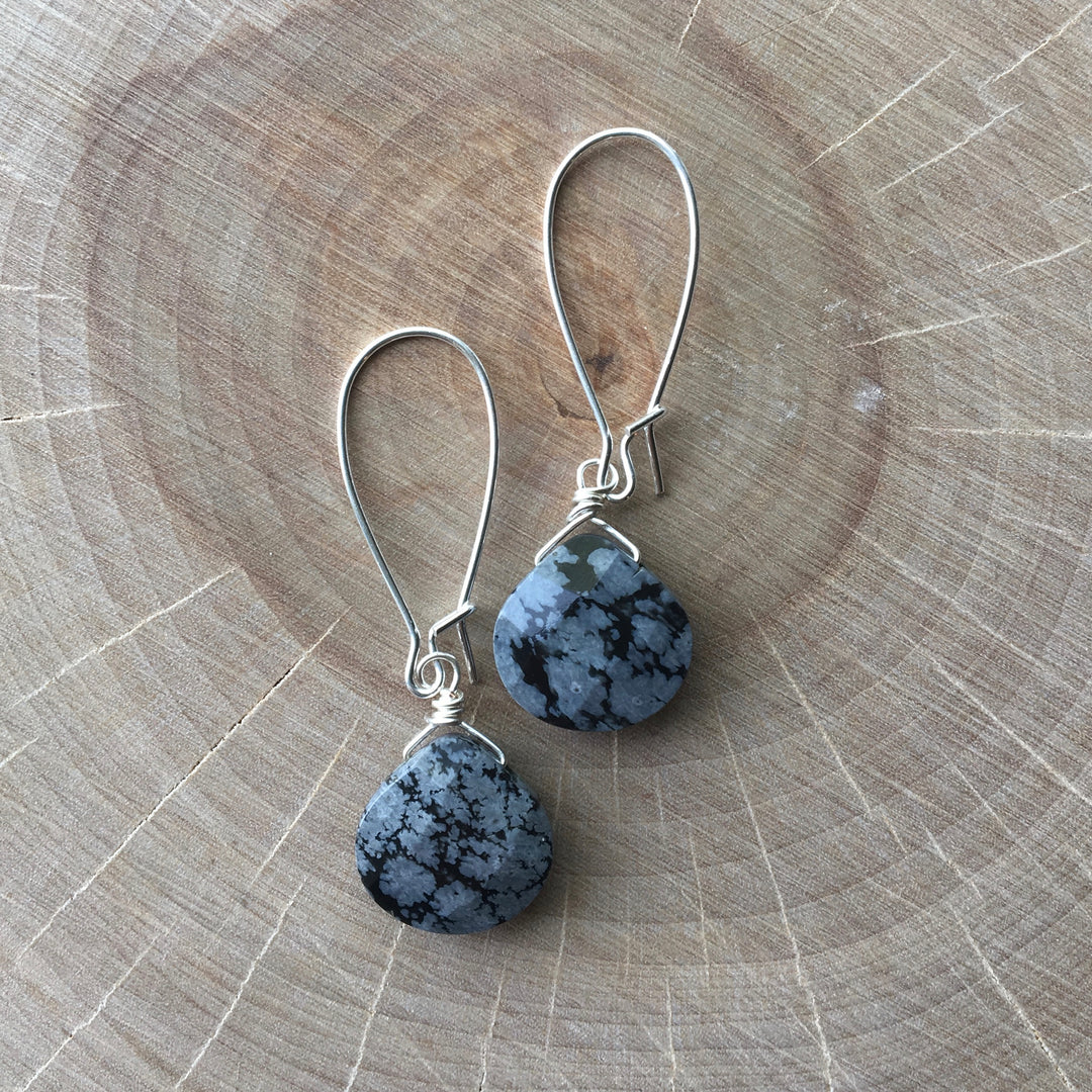 Silver Gemstone Short Earrings