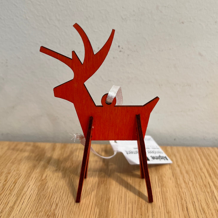 Wood Ornament "Red Reindeer"